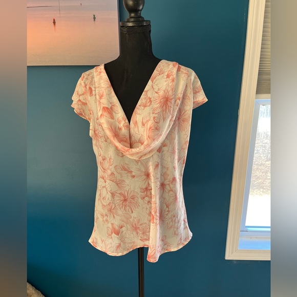 Apt 9 Cowl Neck Ruffle Short Sleeve Blouse Women’s Size L Pink - Picture 3 of 9